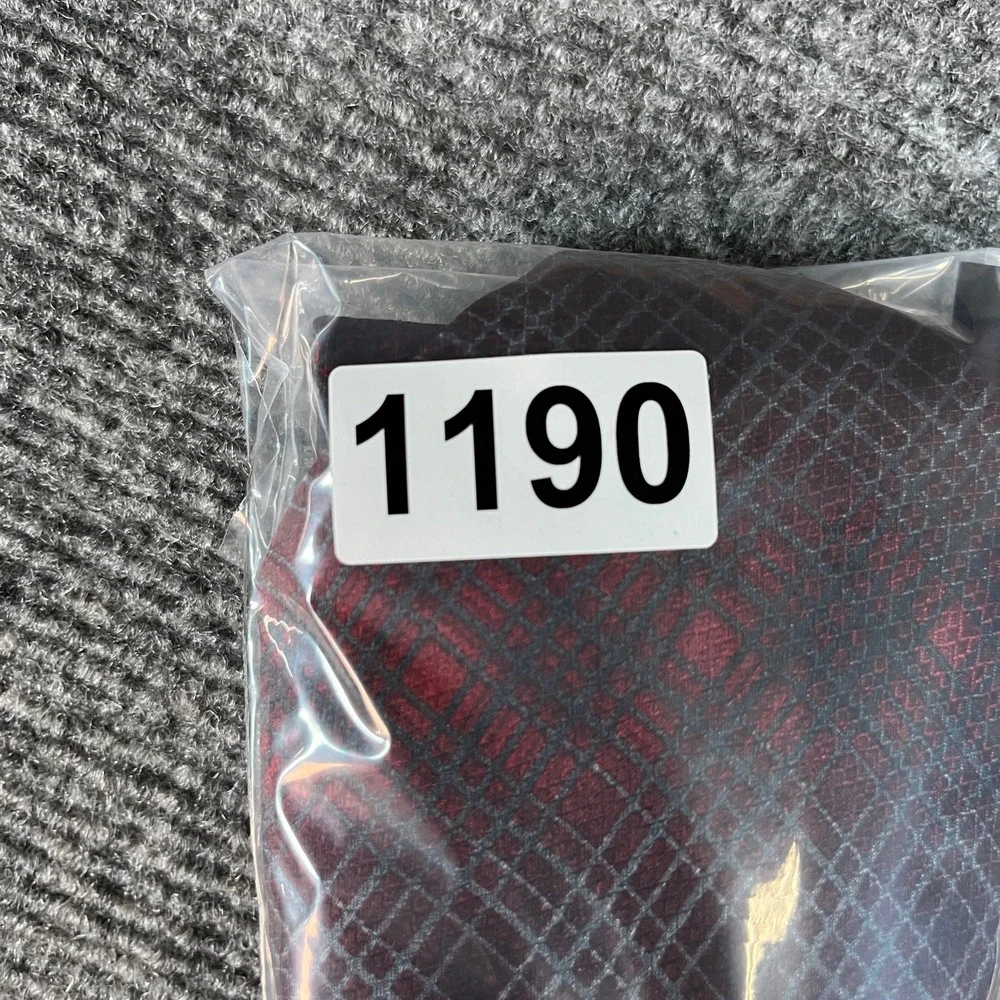 Kenneth Cole New York Mens Silk Tie Burgundy Red Grey Plaid Geometric 1190